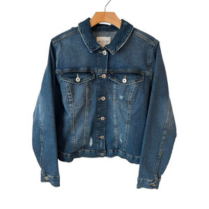 Jessica Simpson Denim Jacket Womens 2X Blue Floral Embroidered